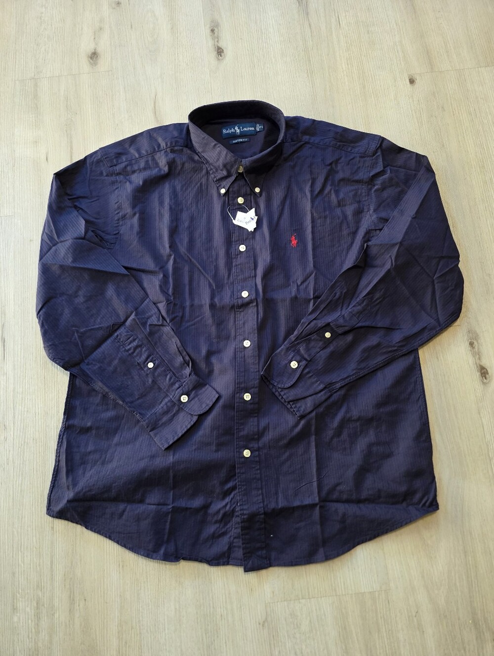 Ralph Lauren Custom Fit Button Down Long Sleeve Shirt Size 17.5 Navy